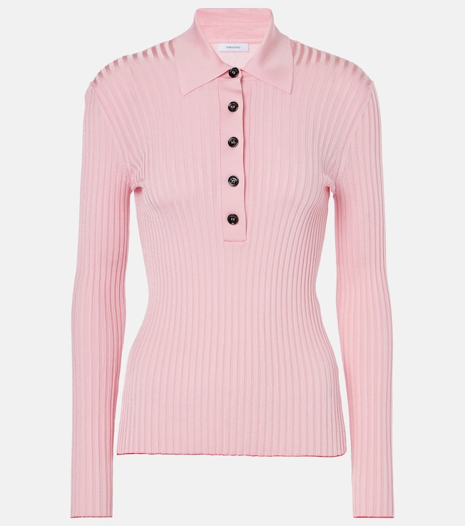 Ribbed-knit polo sweater | Ferragamo