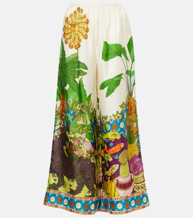 Tiger silk twill wide-leg pants | Alémais