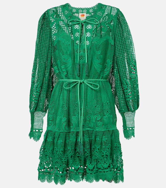 Tropical Flight Green guipure minidress | Farm Rio