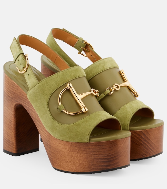 Horsebit suede slingback sandals | Gucci