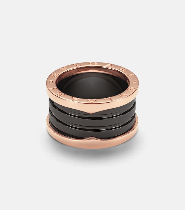 B.zero1 18kt rose gold and ceramic ring | Bvlgari