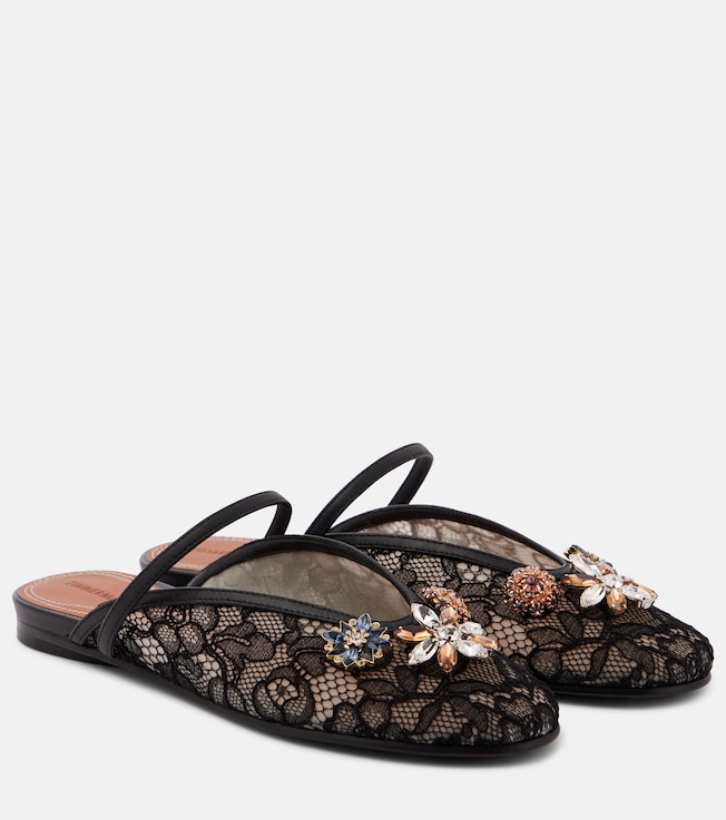 Pixie embellished leather-trimmed mules | Zimmermann