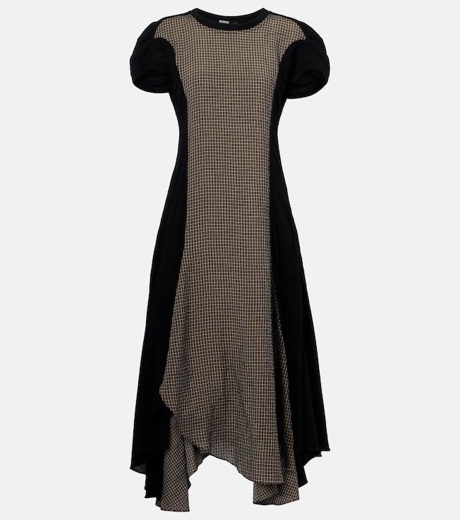 Checked asymmetric midi dress | Loewe
