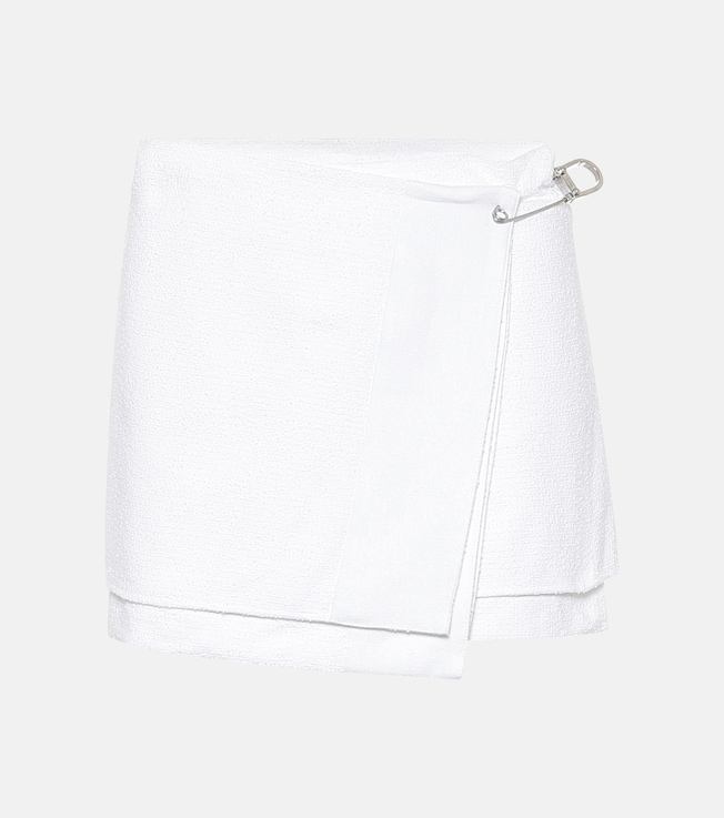 Cotton-blend tweed wrap miniskirt | Prada