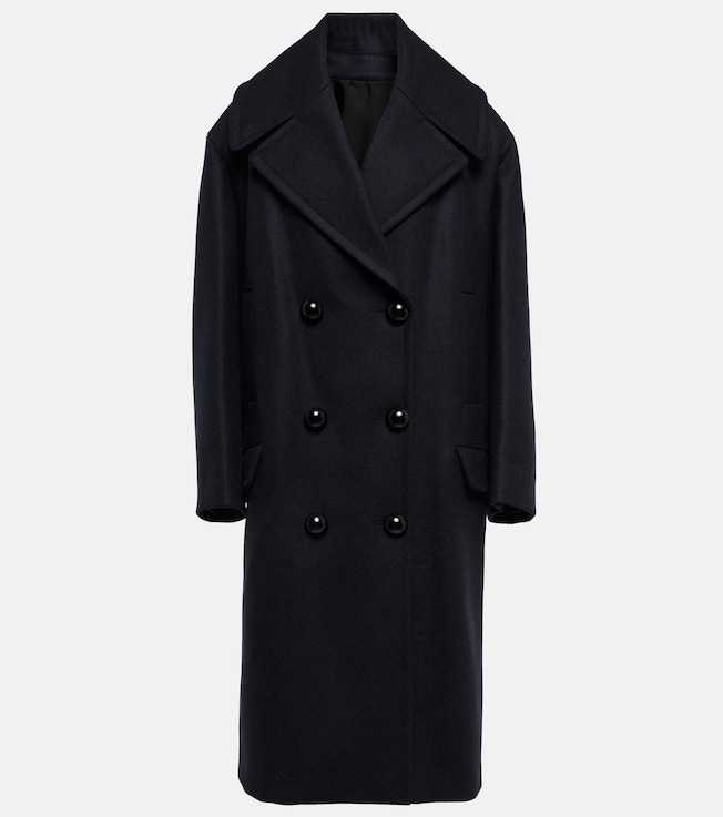 Double-breasted wool long peacoat | Alaïa