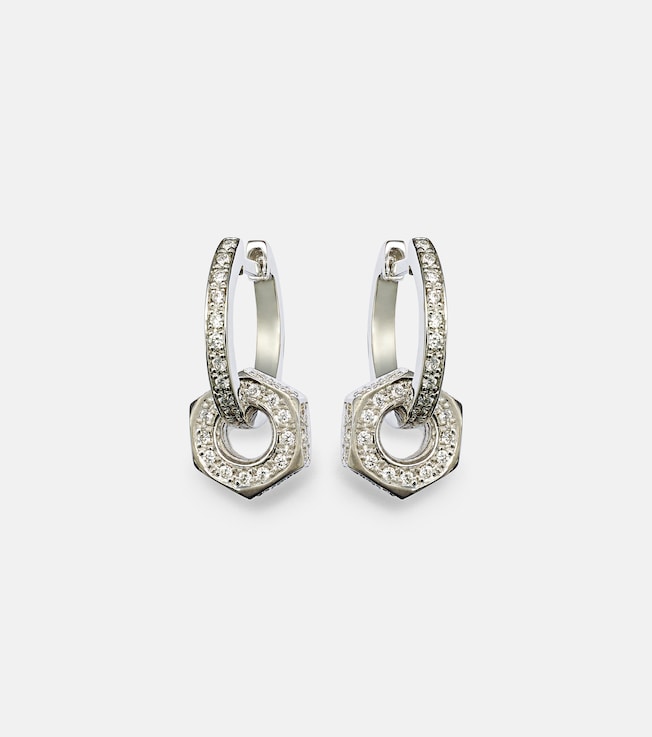 Nut 18kt white gold hoop earrings with diamonds | Ileana Makri
