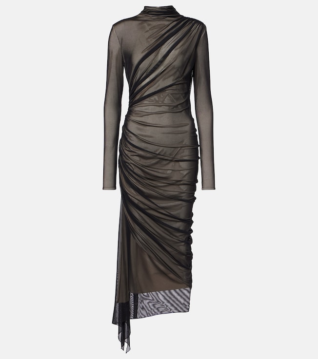 Asymmetrical mesh midi dress | Mugler