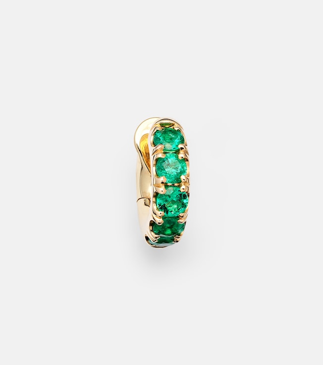 Mini Macro Hoop 18kt gold and emerald single earring | Spinelli Kilcollin