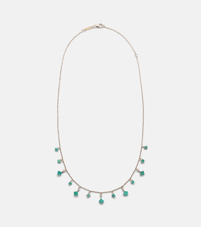18kt gold necklace with diamonds and emeralds | Suzanne Kalan