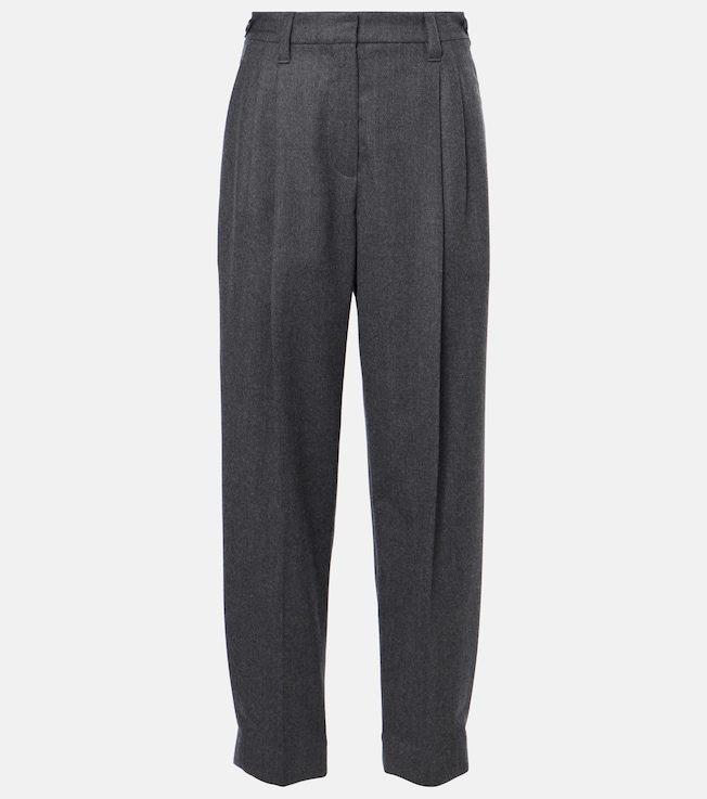 Baggy Sartorial high-rise wool straight pants | Brunello Cucinelli