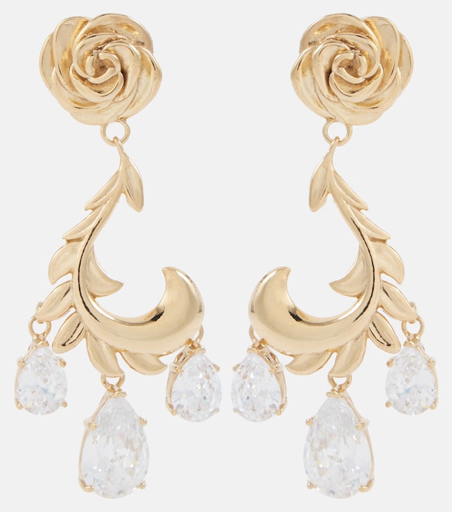 Crystal-embellished gold-plated drop earrings | Magda Butrym