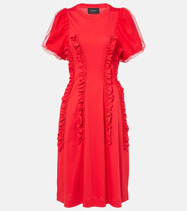 Ruffled cotton tulle midi dress | Simone Rocha