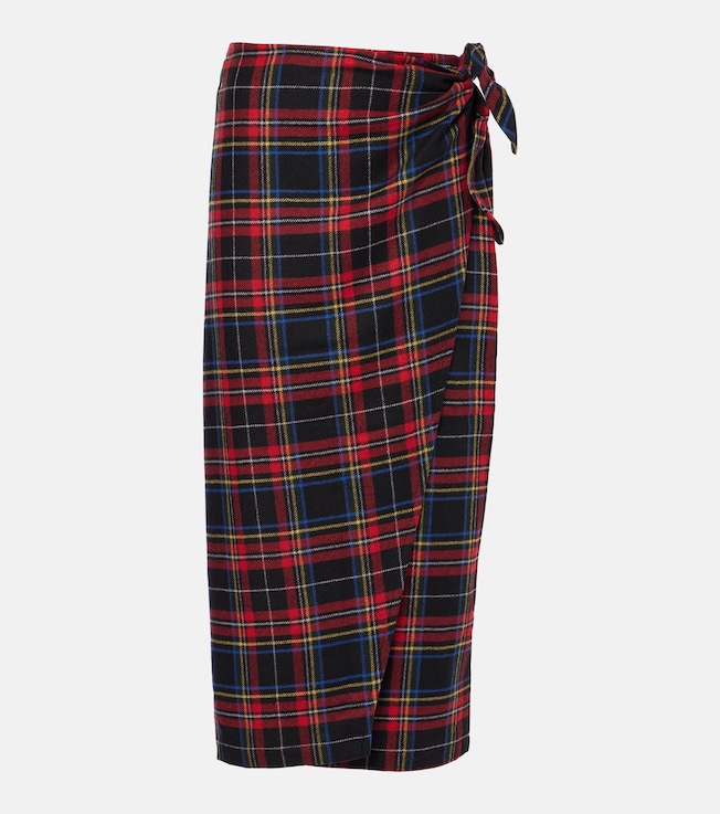 Plaid wool-blend wrap skirt | Polo Ralph Lauren