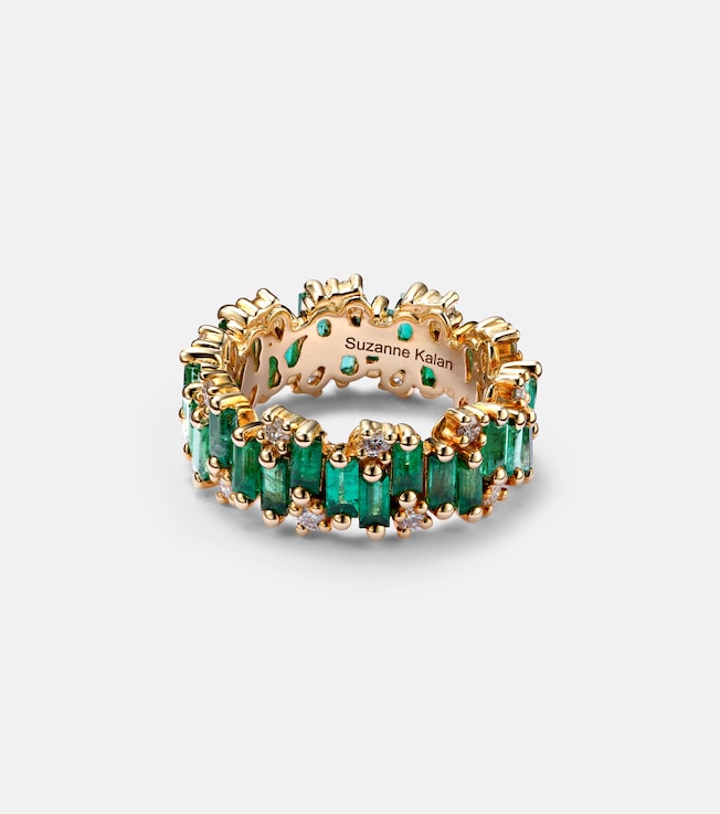 18kt gold ring with emeralds | Suzanne Kalan