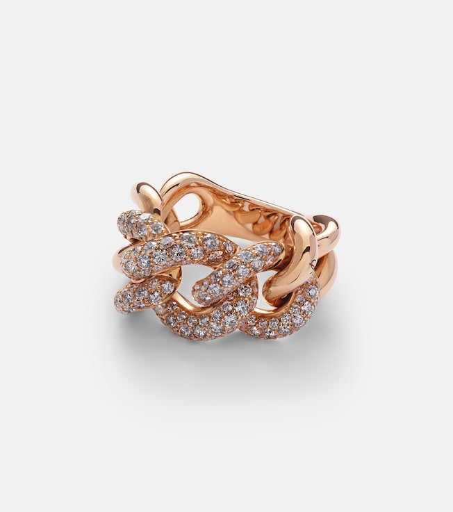 Catene 18kt rose gold ring with white diamonds | Pomellato