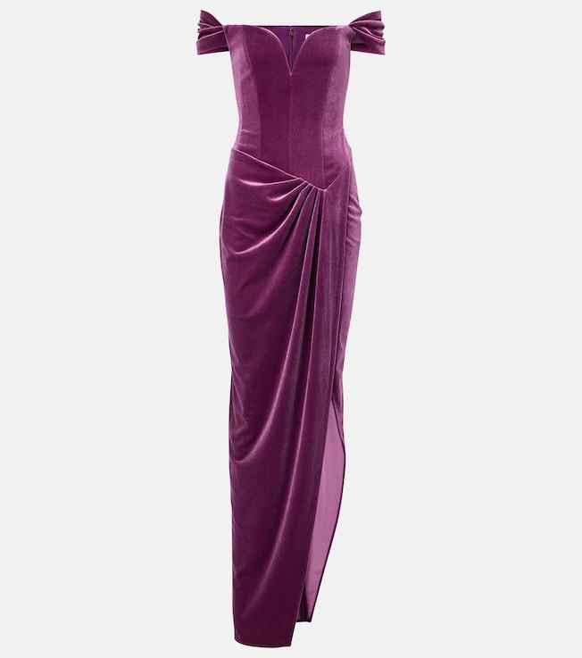 Asymmetric velvet bustier gown | Alex Perry