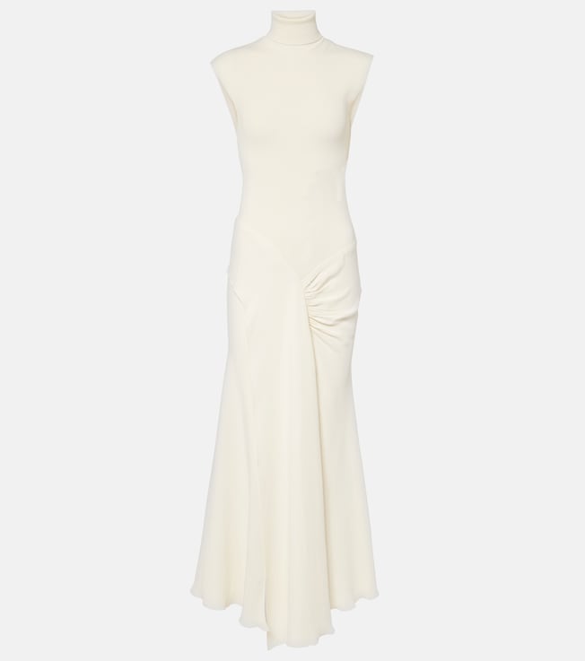 Draped turtleneck jersey maxi dress | Victoria Beckham
