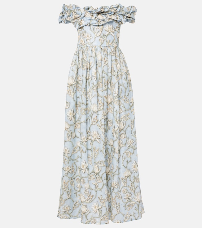 Espliego ruffled floral linen maxi dress | Agua by Agua Bendita