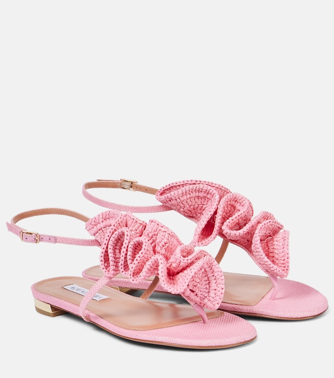 Noches Tropicales raffia thong sandals | Aquazzura