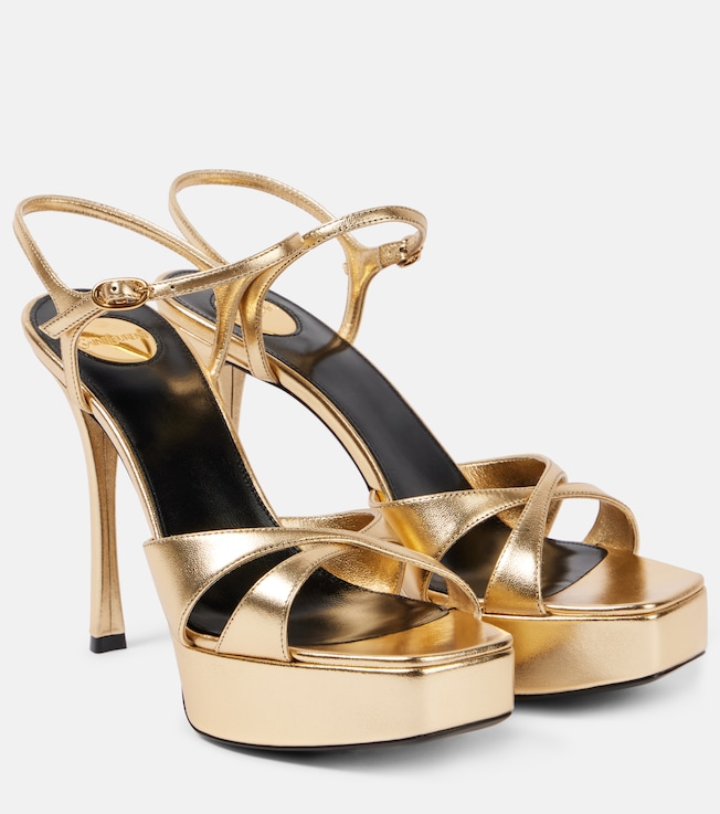 Debbie 85 metallic-leather platform sandals | Saint Laurent