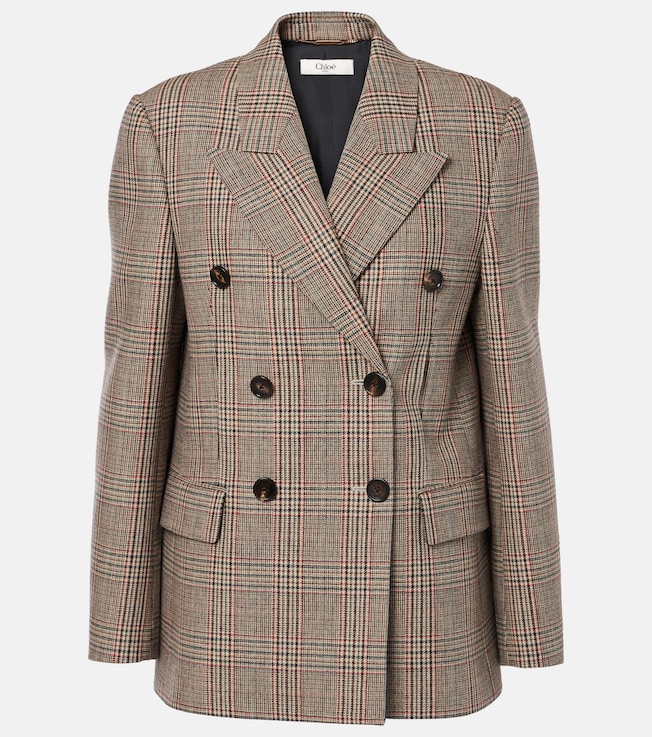 Prince of Wales check wool-blend blazer | Chloé