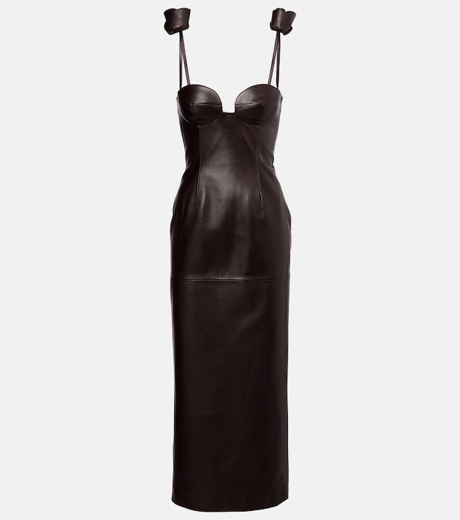 Floral-appliqué leather bustier dress | Magda Butrym