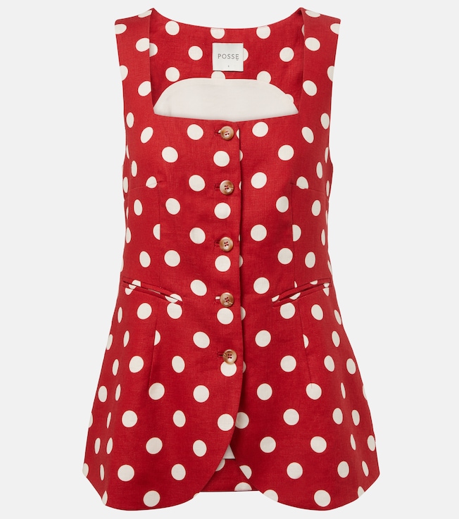 Lucille polka-dot linen vest | Posse