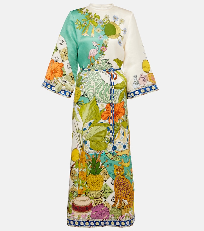 Printed hemp and silk maxi dress | Alémais