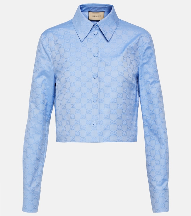 GG cropped cotton Oxford shirt | Gucci