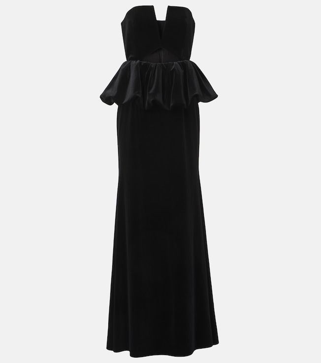 Peplum velvet bustier gown | Self-Portrait