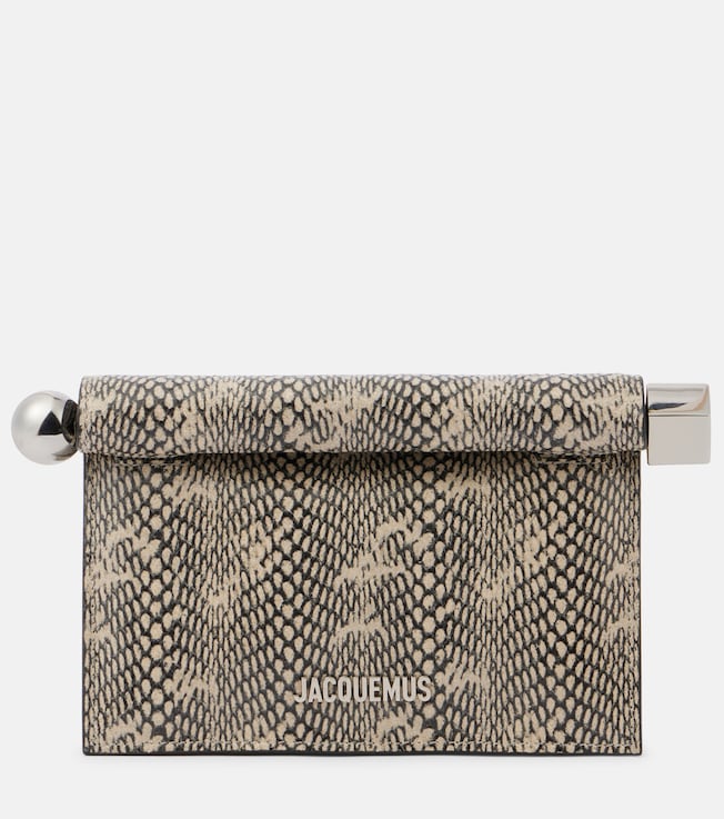 Rond Carré snake-effect leather clutch | Jacquemus