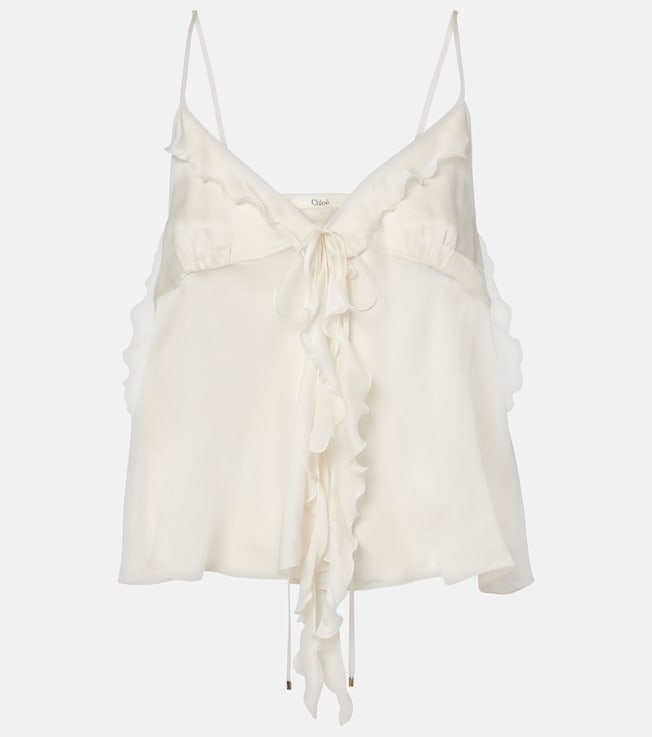 Ruffled silk charmeuse top | Chloé