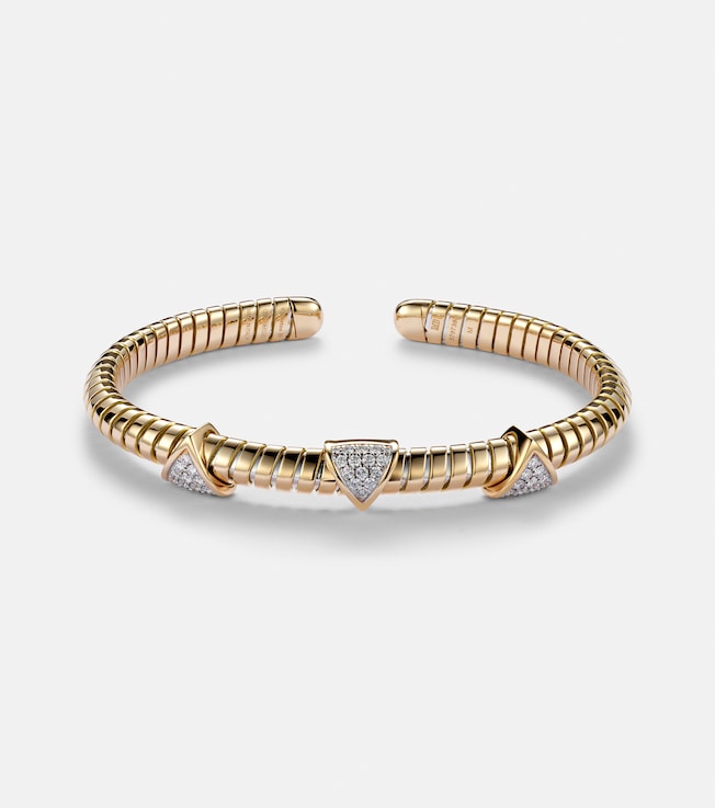 Trisolina 3 Station 18kt gold cuff bracelet with diamonds | Marina B