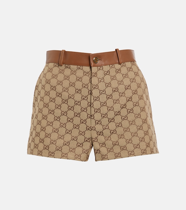 GG Supreme leather-trimmed shorts | Gucci