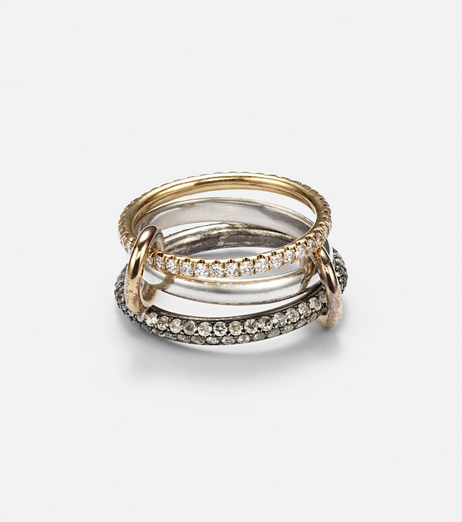 Scorpio 18kt gold linked rings with diamonds | Spinelli Kilcollin