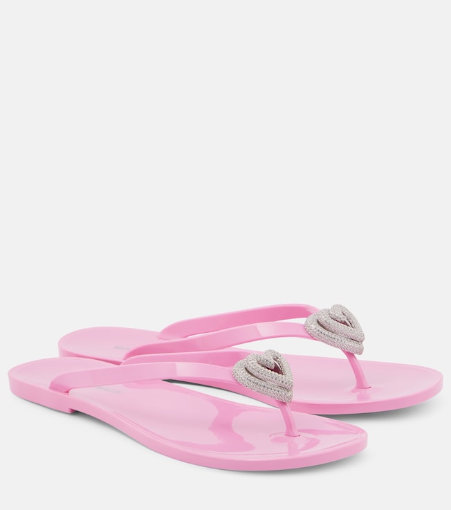 Double Heart embellished thong sandals | Mach & Mach