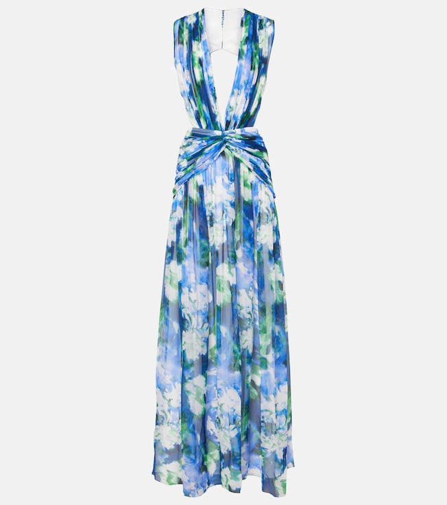 Floral cutout silk georgette gown | Costarellos