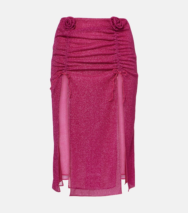 Lumière Rose ruched midi skirt | Oséree
