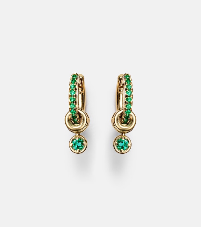Zahra 18kt gold hoop earrings with emeralds | Spinelli Kilcollin