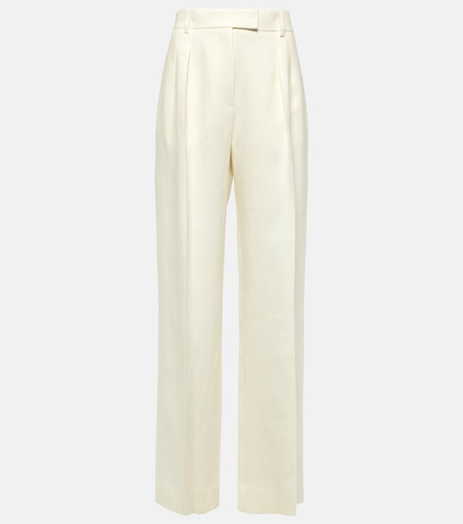 Antone high-rise linen wide-leg pants | The Row