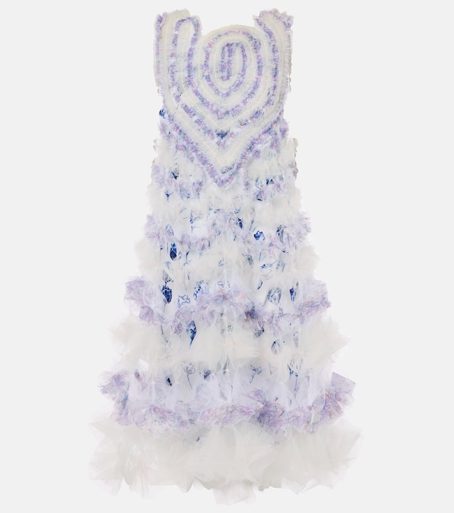 Embellished ruffled tulle midi dress | Susan Fang
