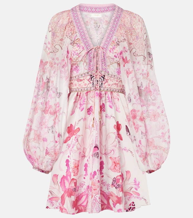 Gathered floral silk minidress | Camilla