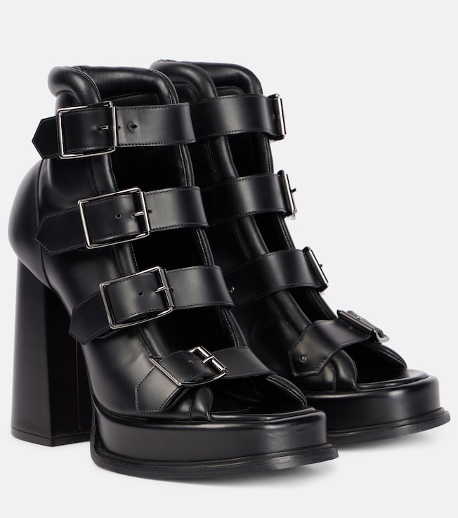 Caged 120 leather platform sandals | McQueen