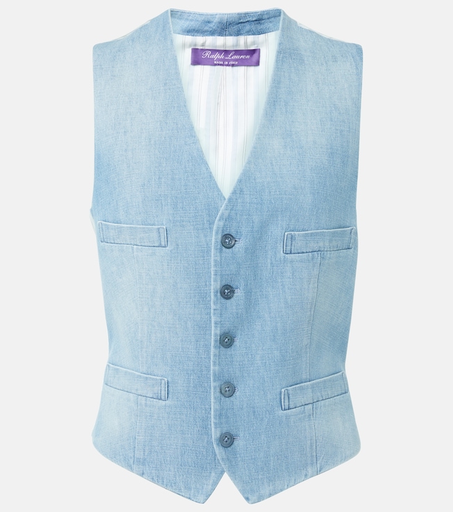 Distressed denim vest | Ralph Lauren Collection