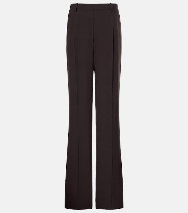 High-rise silk crêpe straight pants | Saint Laurent