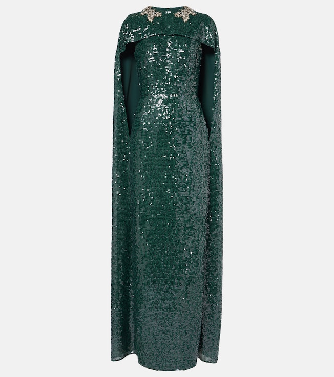 Sequined georgette caped gown | Erdem