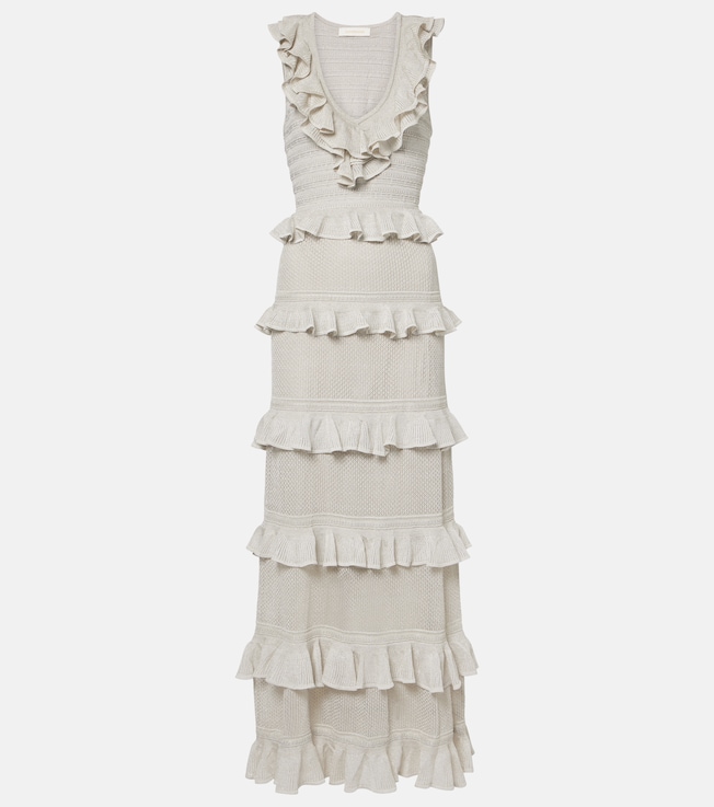 Crush Frilled knitted maxi dress | Zimmermann