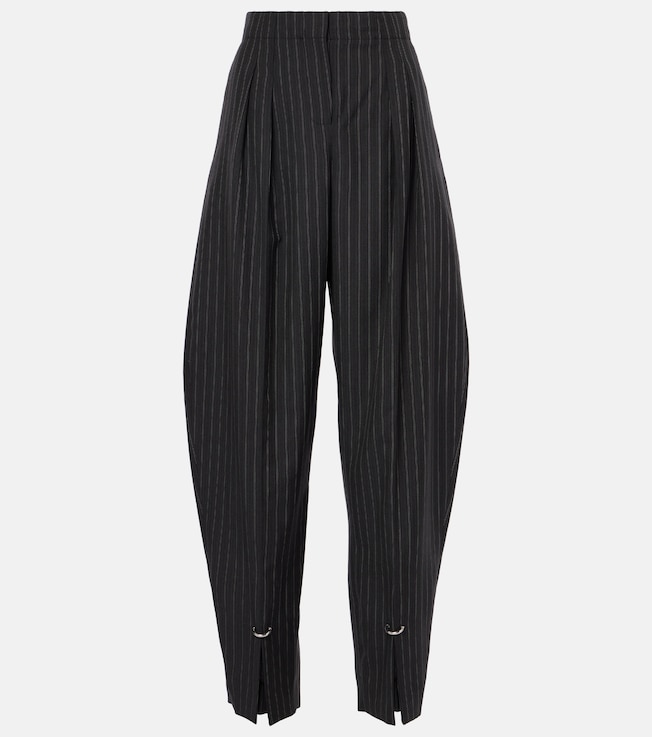 Pinstripe wool-blend barrel-leg pants | Mugler