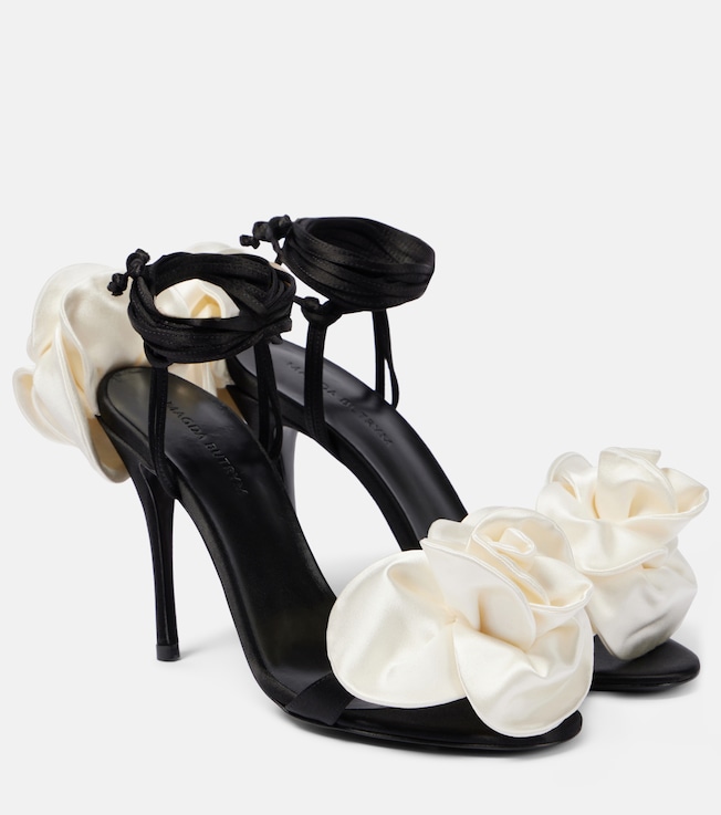 105 floral-appliqué satin sandals | Magda Butrym