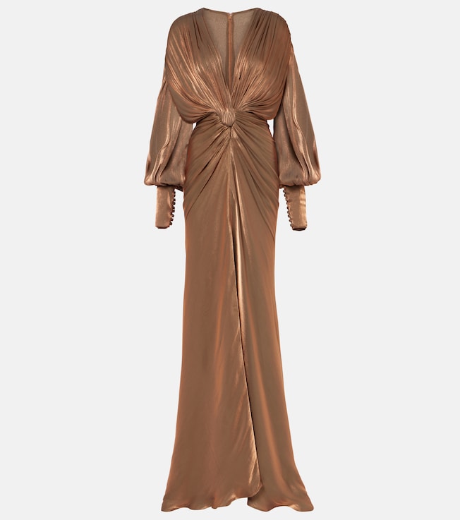 Adelia gathered lamé georgette gown | Costarellos